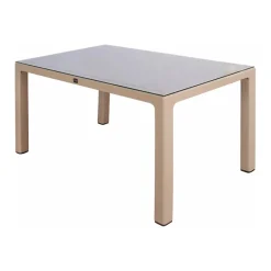 Tavolo 150x90cm da giardino esterno bar dehors tortora con vetro Teodoro