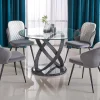 Tavolo 122x122cm da pranzo in vetro rotondo acciaio nero Arbil