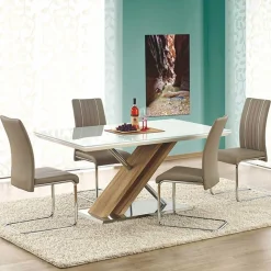 Tavolo 160x90cm da pranzo in vetro bianco acciaio cromato Mango Gihome®