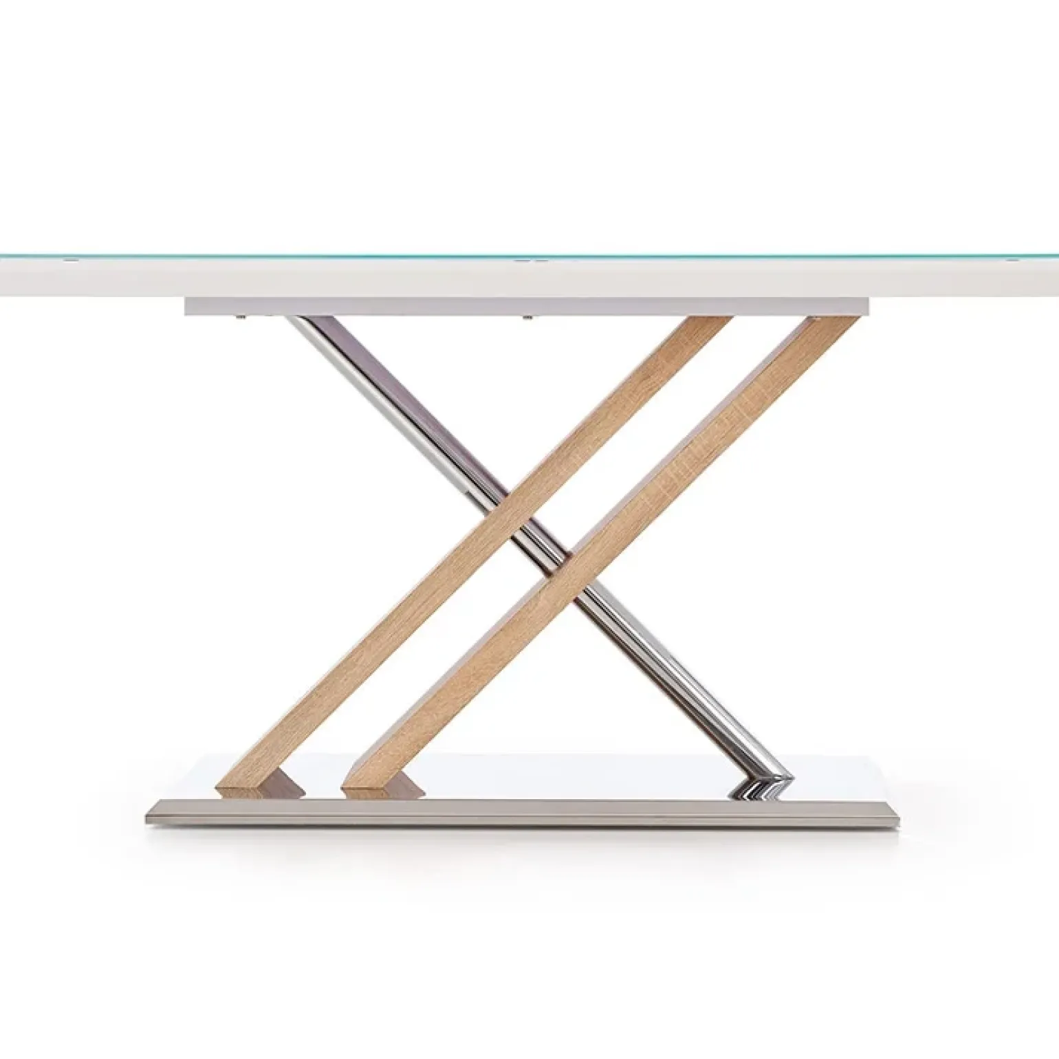 Tavolo 160x90cm da pranzo in vetro bianco acciaio cromato Mango Gihome®