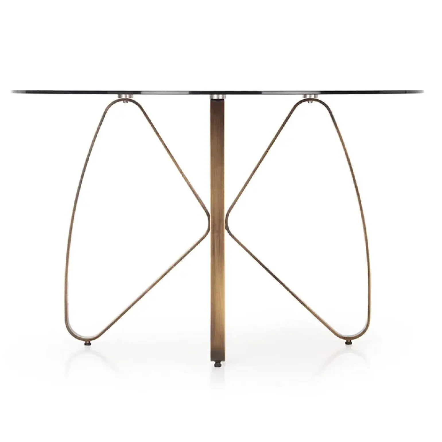 Tavolo 120x120cm da pranzo in vetro rotondo marrone oro antico Ulisse Gihome®