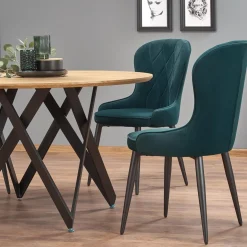 Tavolo 120x120cm da pranzo rotondo rovere miele acciaio nero Edessa