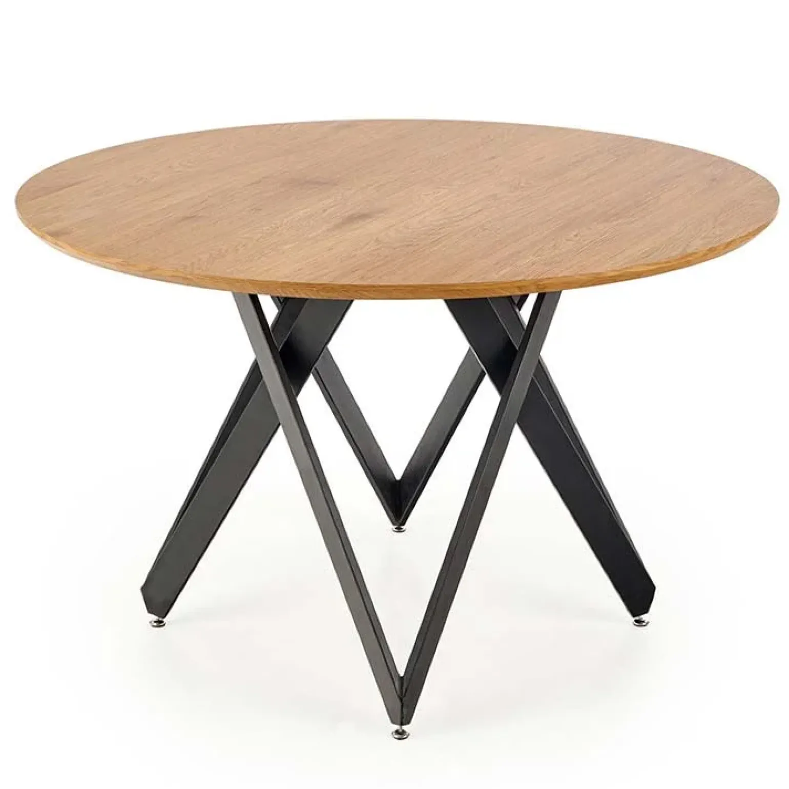 Tavolo 120x120cm da pranzo rotondo rovere miele acciaio nero Edessa