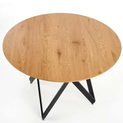 Tavolo 120x120cm da pranzo rotondo rovere miele acciaio nero Edessa
