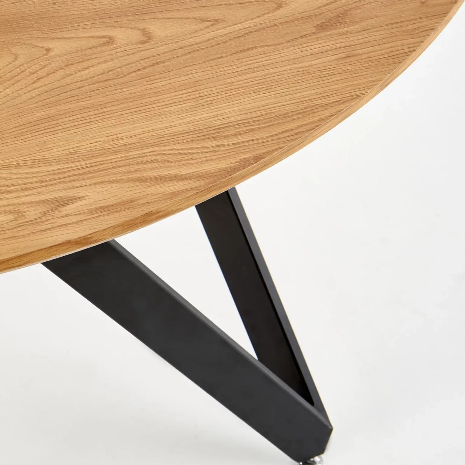 Tavolo 120x120cm da pranzo rotondo rovere miele acciaio nero Edessa