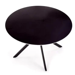 Tavolo 120x120cm da pranzo rotondo moderno vetro nero Anice Gihome®