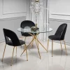 Tavolo 110x110cm rotondo in vetro acciaio oro Narok