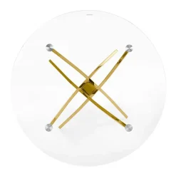 Tavolo 100x100cm rotondo in vetro acciaio oro cromato Minerva Gihome®