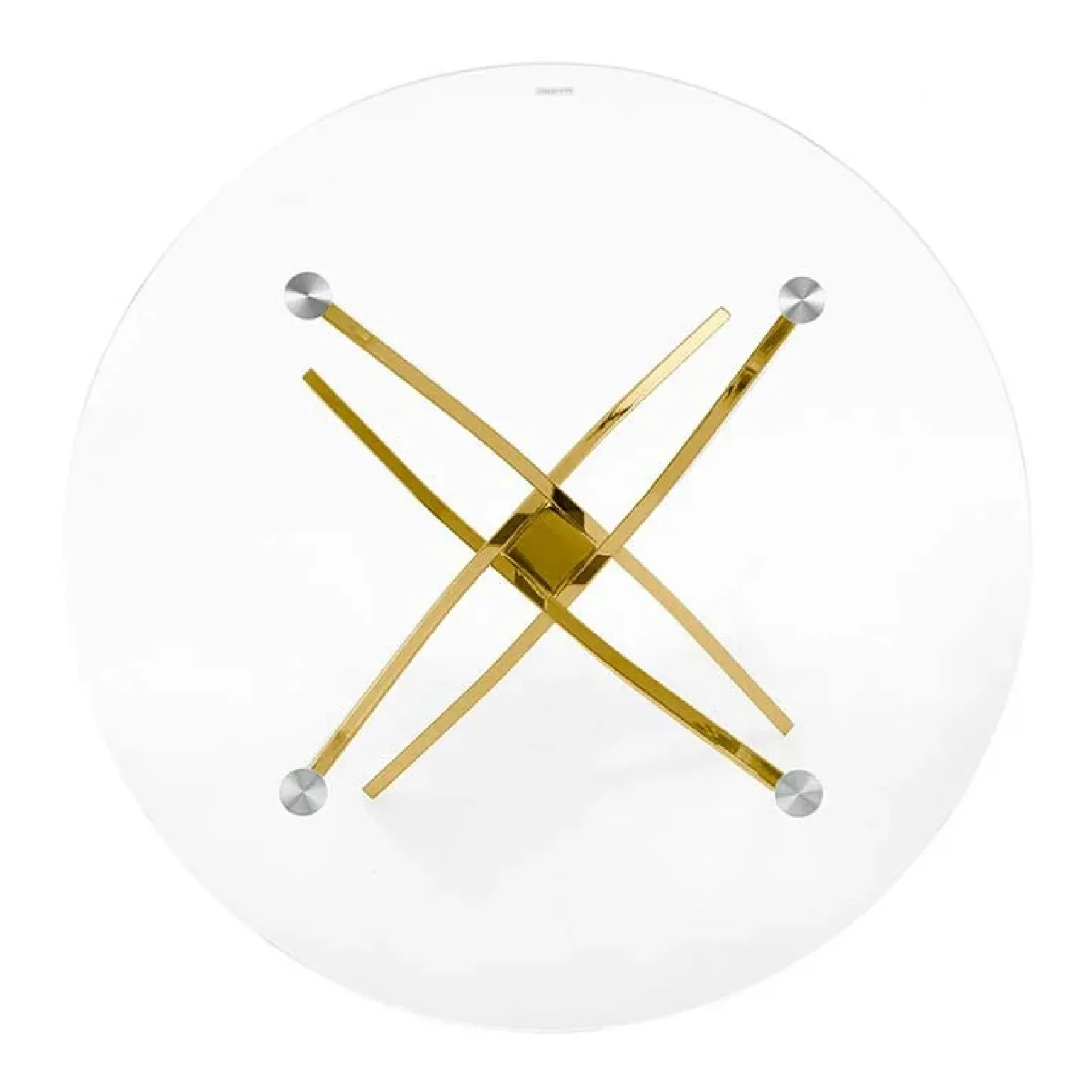 Tavolo 100x100cm rotondo in vetro acciaio oro cromato Minerva Gihome®