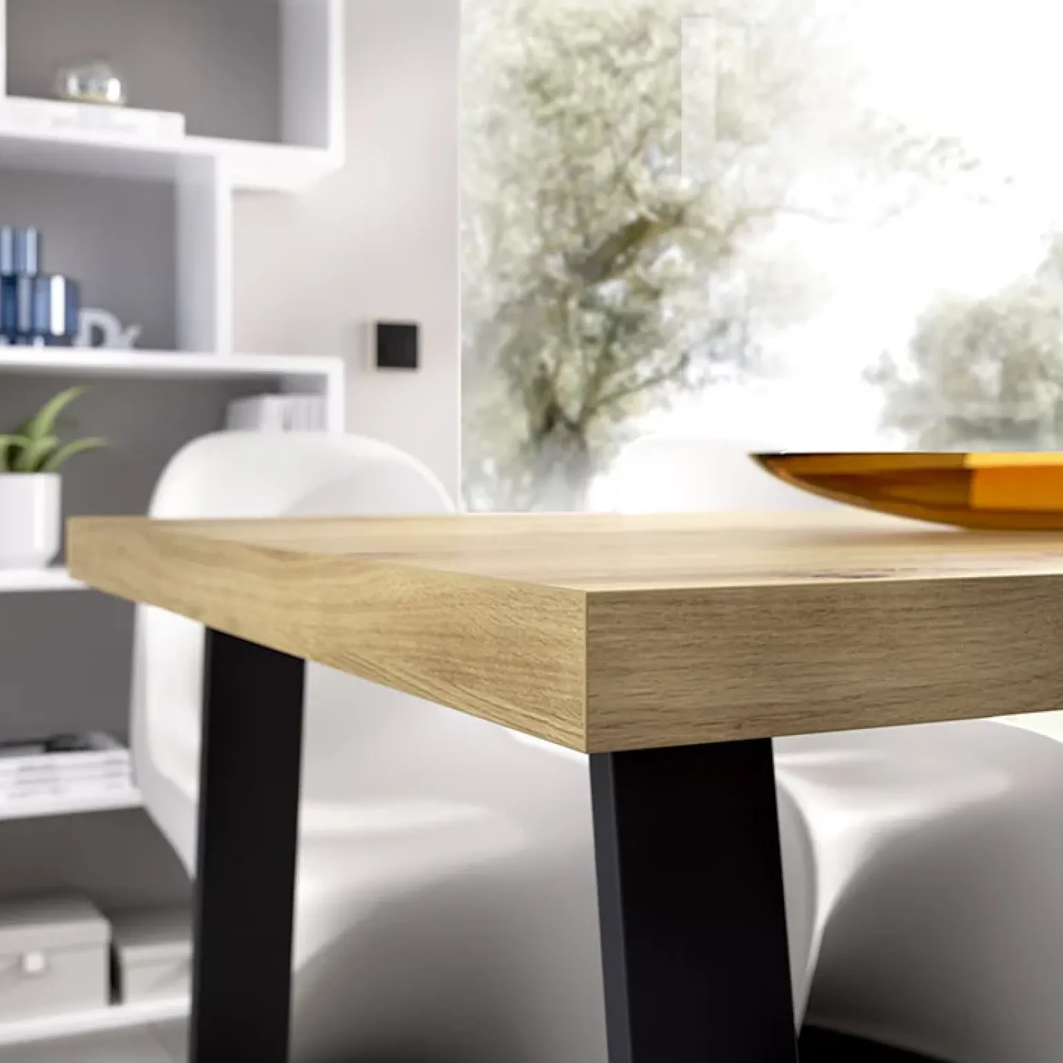 Tavolo 140x90cm rovere gambe nere Mesa