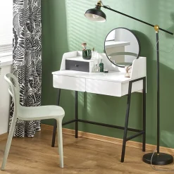 Toeletta da trucco con specchio 80x120cm bianco nero Miralda