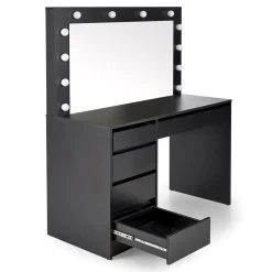 Toeletta da trucco con specchio 120x140cm con LED nero Cherie