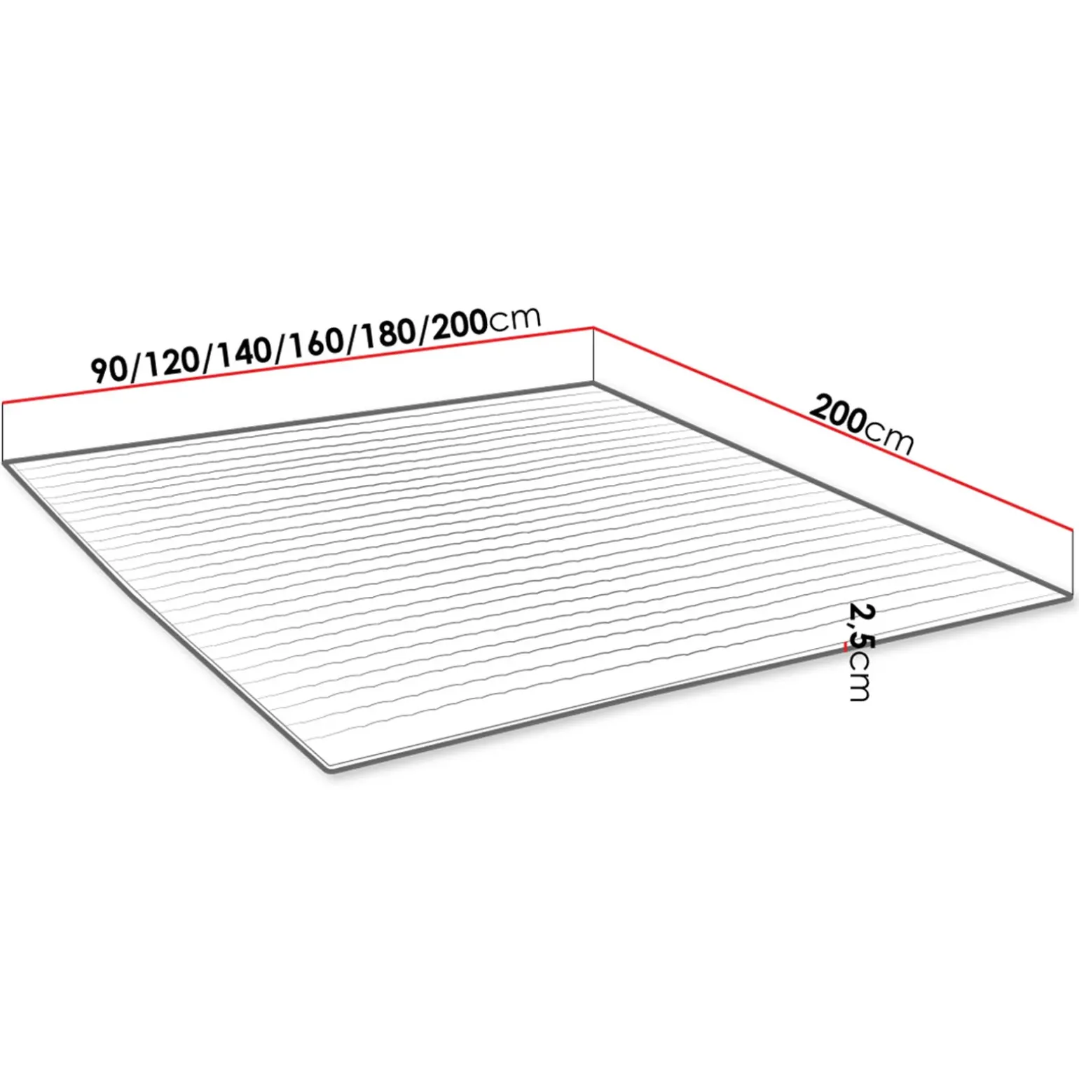 Topper matrimoniale oversize 180x200cm trapuntato imbottito con elastici bianco Corsica