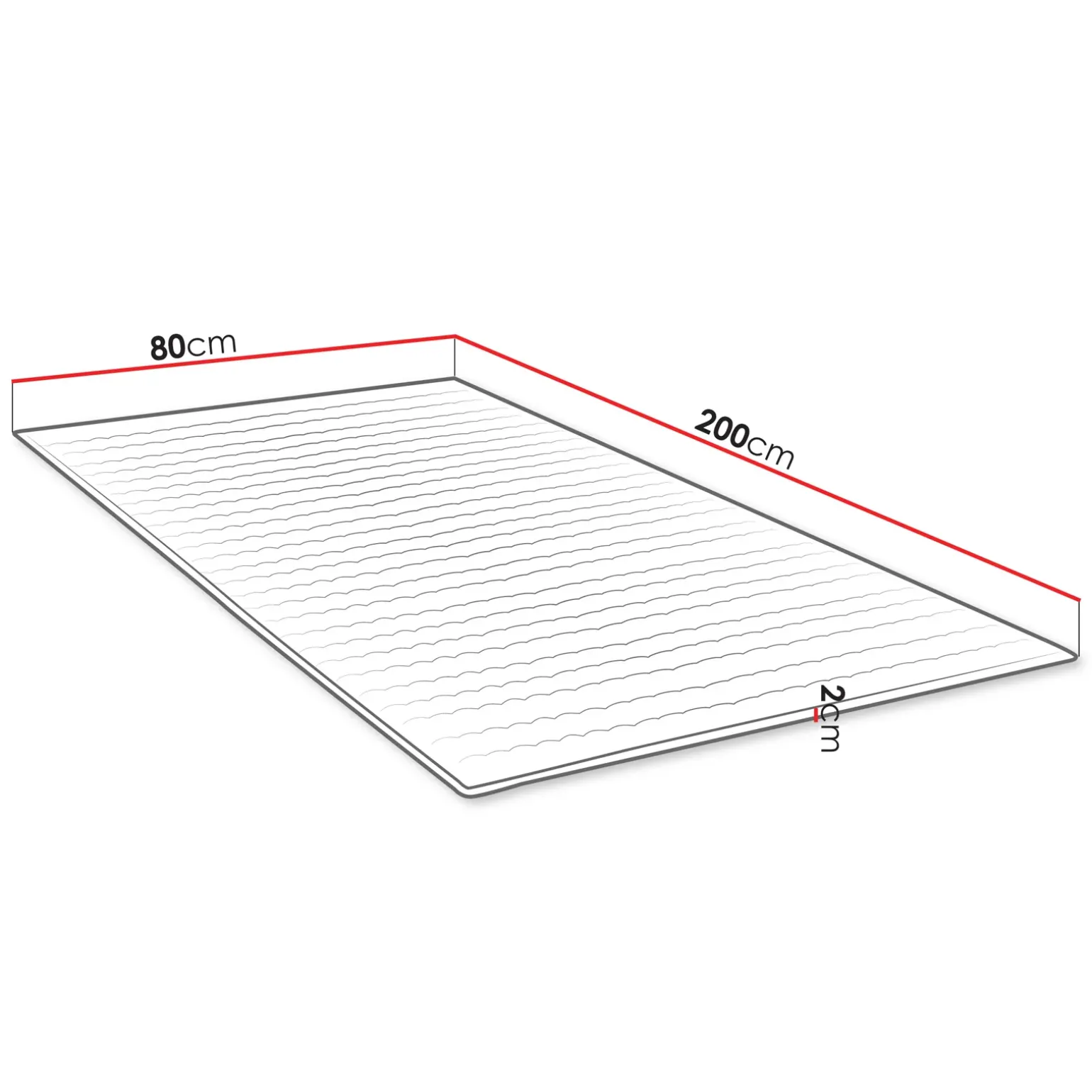 Topper singolo 80x200cm trapuntato imbottito con elastici bianco Corsica