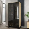 Vetrina alta 92x196h cm 2 ante vetro 4 cassetti interni rovere nero Alabaster