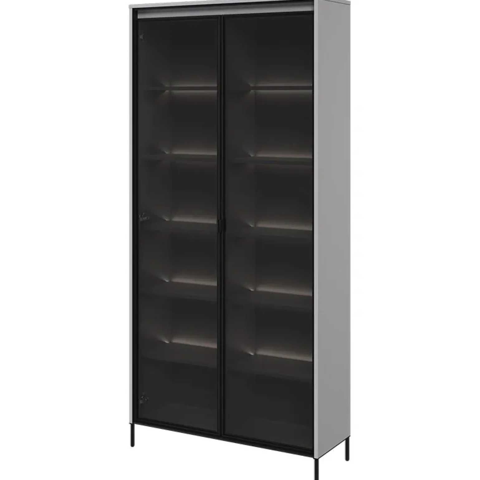 Vetrina alta 92x196h cm 2 ante led grigio nero Camelia