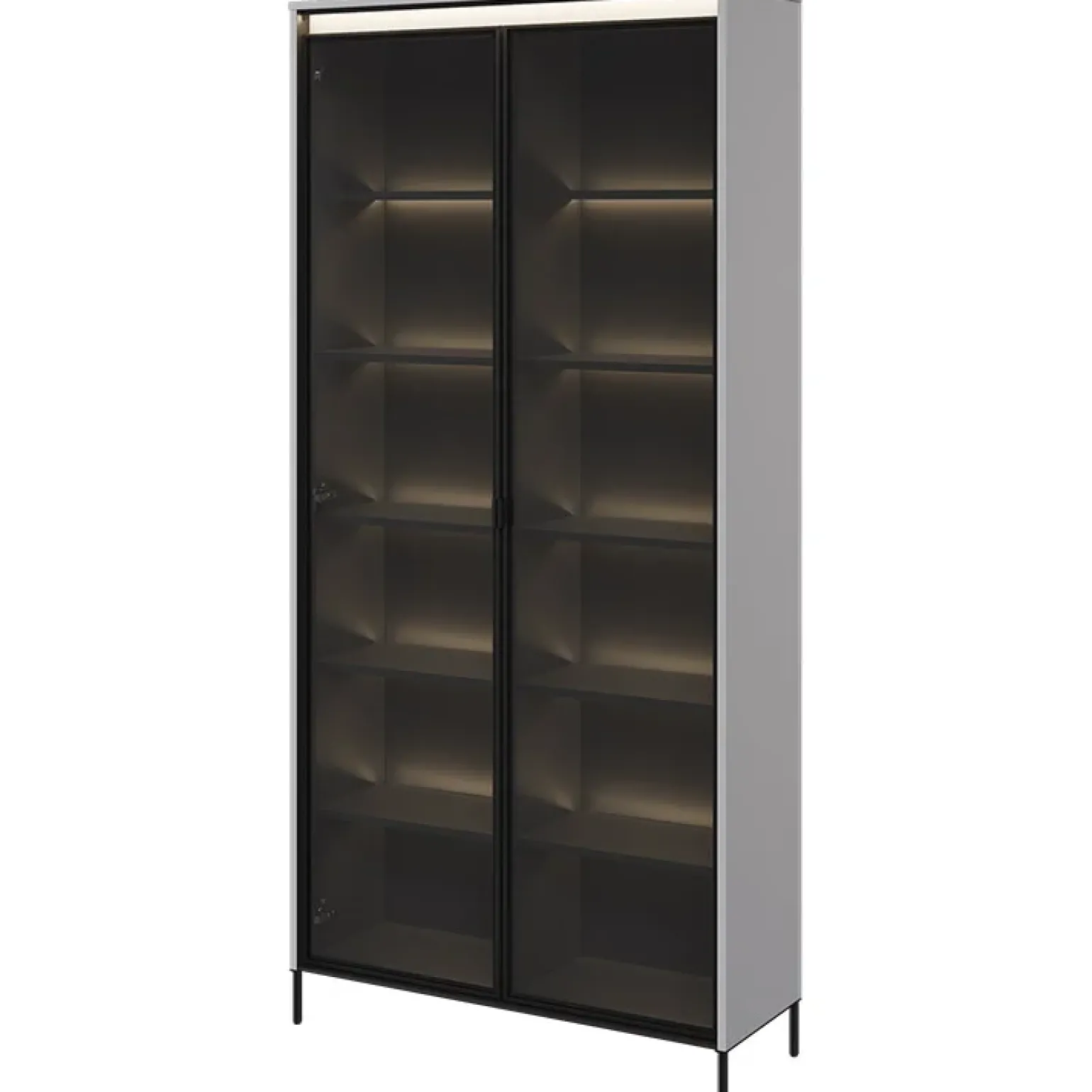 Vetrina alta 92x196h cm 2 ante led grigio nero Camelia