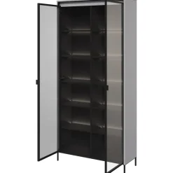 Vetrina alta 92x196h cm 2 ante led grigio nero Camelia