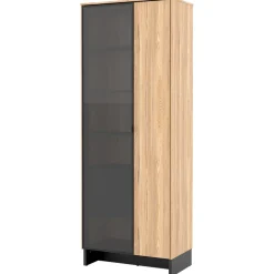 Vetrina alta 73x196h cm 2 ante rovere nero Alabaster