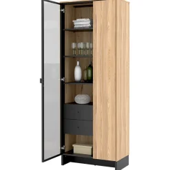 Vetrina alta 73x196h cm 2 ante rovere nero Alabaster