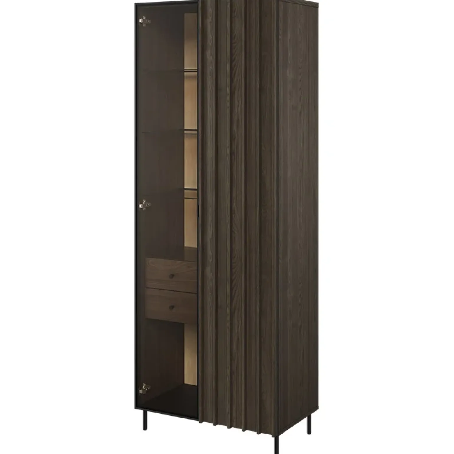 Vetrina alta 73x196h cm 2 ante led wengè Blackwood