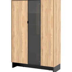 Vetrina bassa 102x152h cm 2 ante 2 cassetti interni rovere nero Alabaster