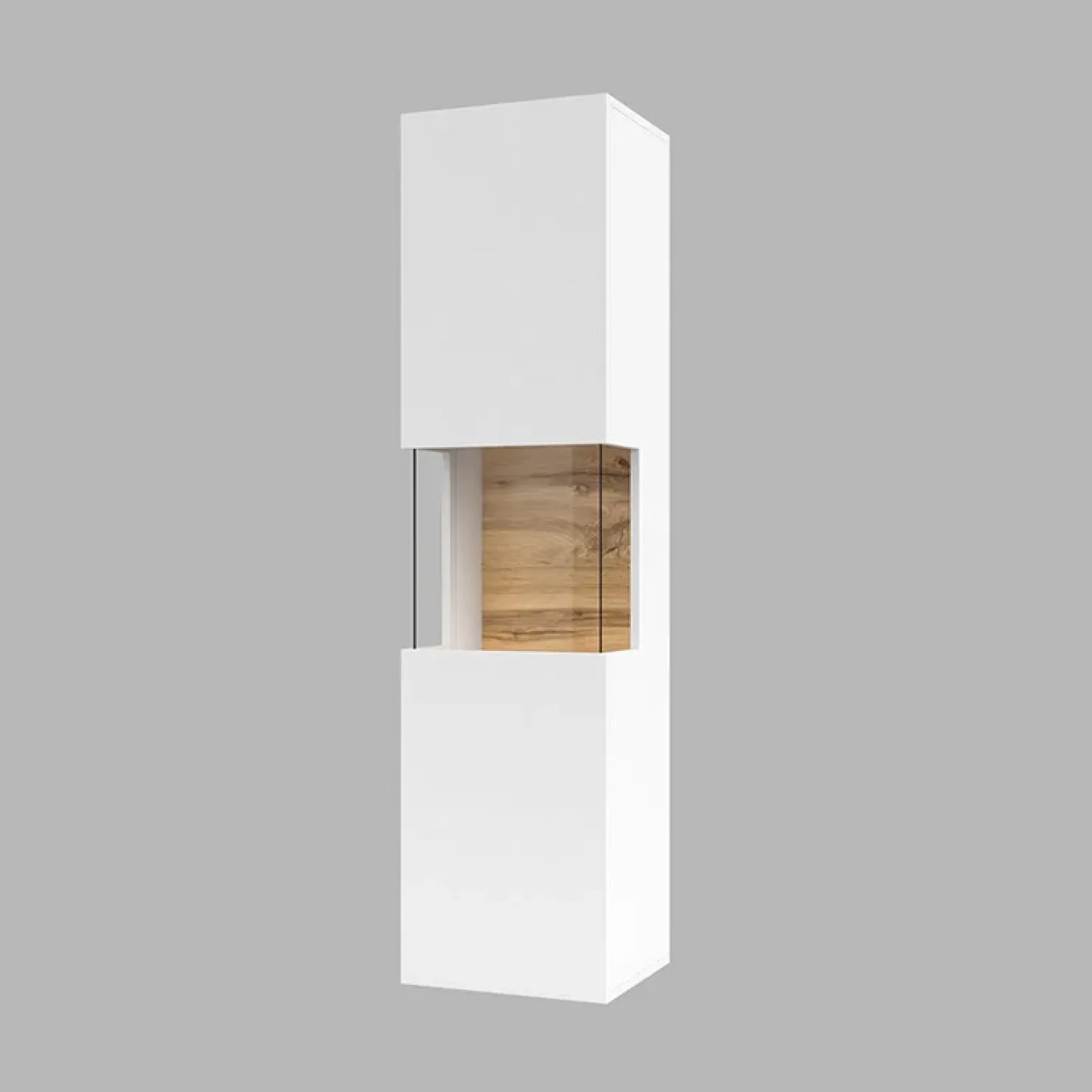 Vetrina sospesa 36x140h cm da parete bianco rovere Fusion