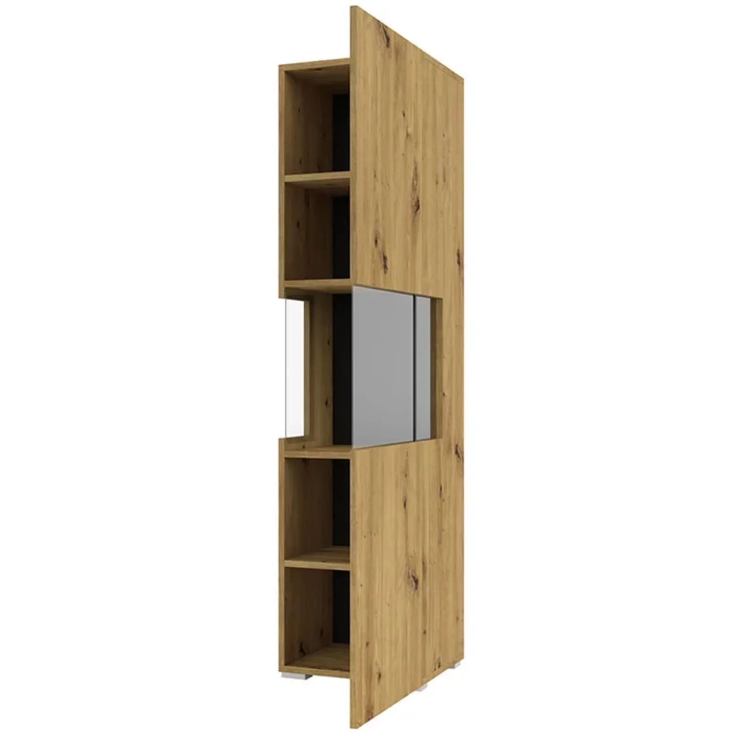 Vetrina sospesa 36x140h cm da parete rovere nero Fusion