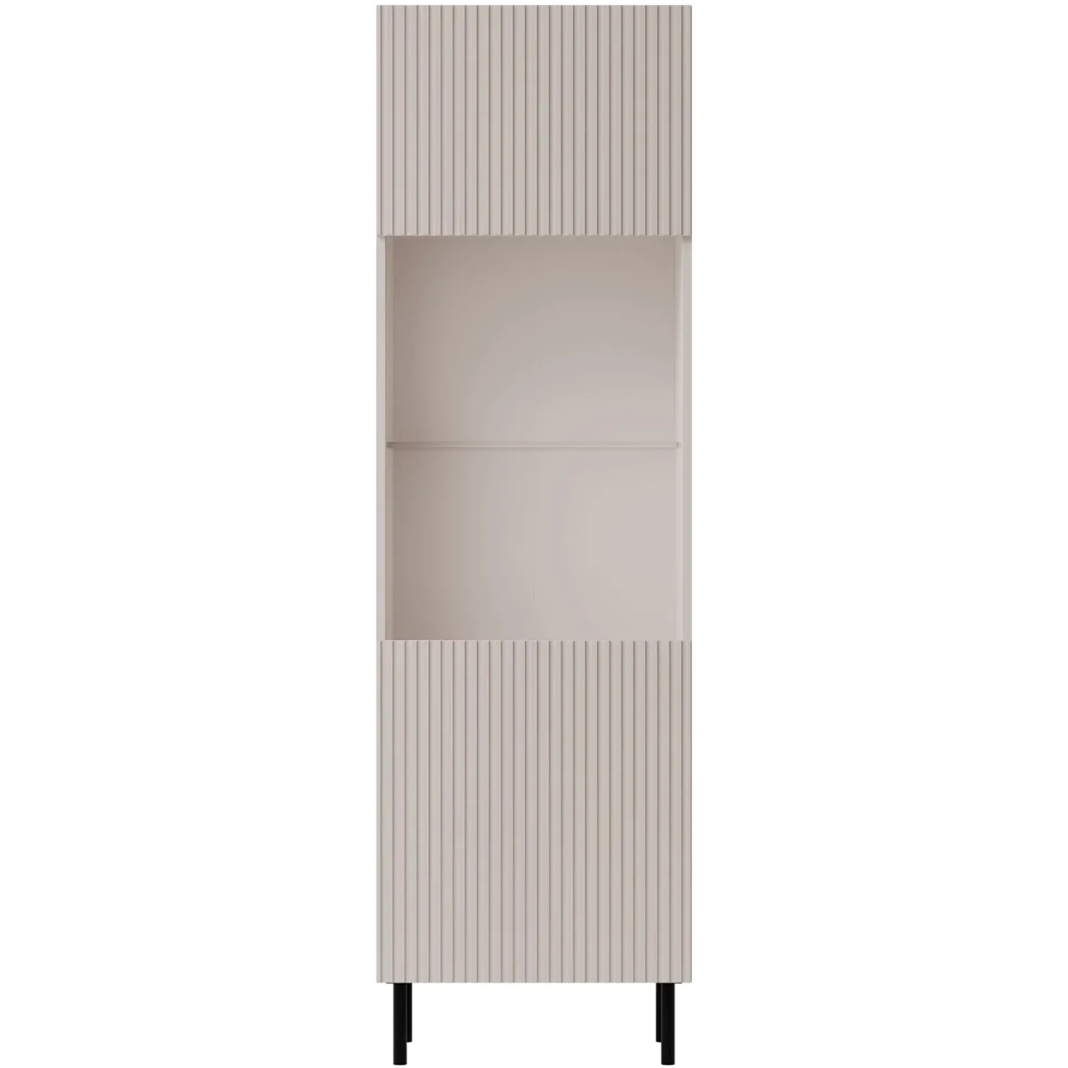 Vetrina 56X185h cm 1 anta 2 vani con frontali cannettati beige Ziggy