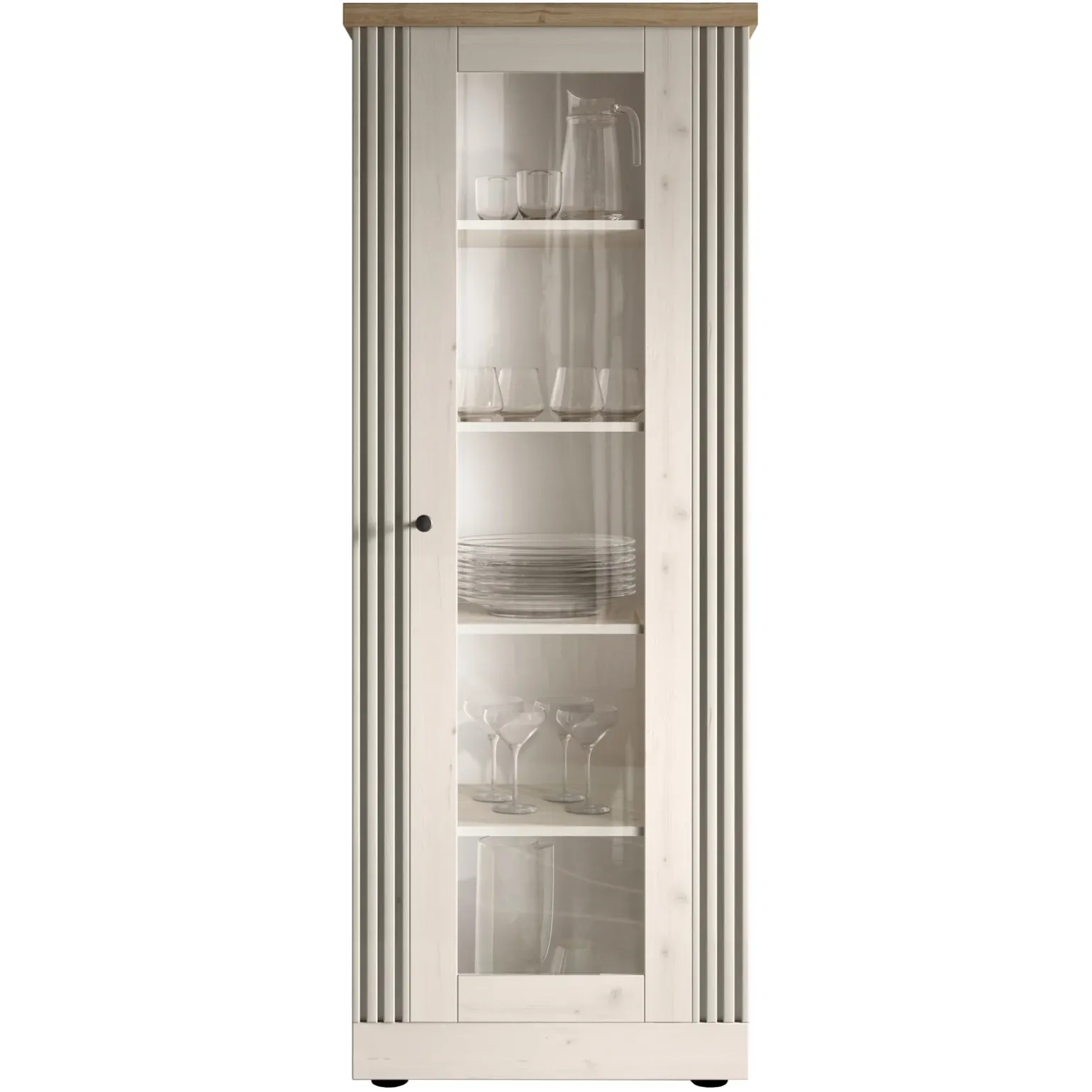 Vetrina 72x192h cm 1 anta 5 vani rovere bianco frassinato Armonia