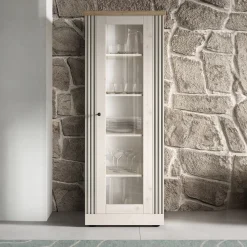 Vetrina 72x192h cm 1 anta 5 vani rovere bianco frassinato Armonia