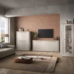 Vetrina 72x192h cm 1 anta 5 vani rovere bianco frassinato Armonia