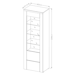 Vetrina 65x206h cm 1 anta moderna quercia rovere grigio Paloma 2
