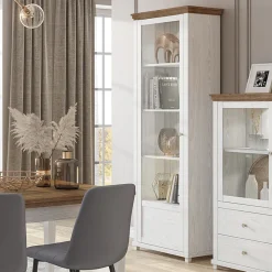 Vetrina 71x200h cm 1 anta sinistra bianco frassinato rovere Texel