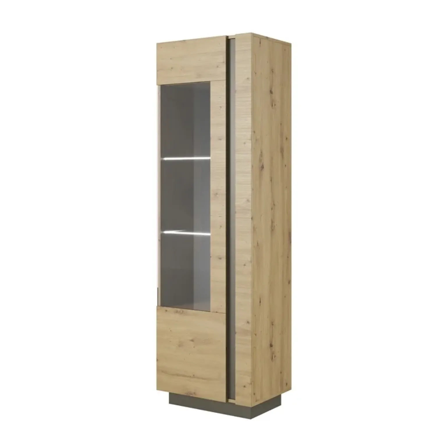 Vetrina 60x194h cm 1 anta soggiorno rovere antracite Noa Gihome®