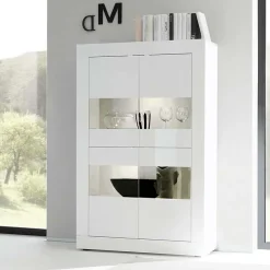 Vetrina 102x162h cm 4 ante moderna bianco lucido Eternity