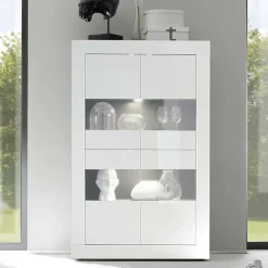 Vetrina 102x162h cm 4 ante moderna bianco lucido Eternity