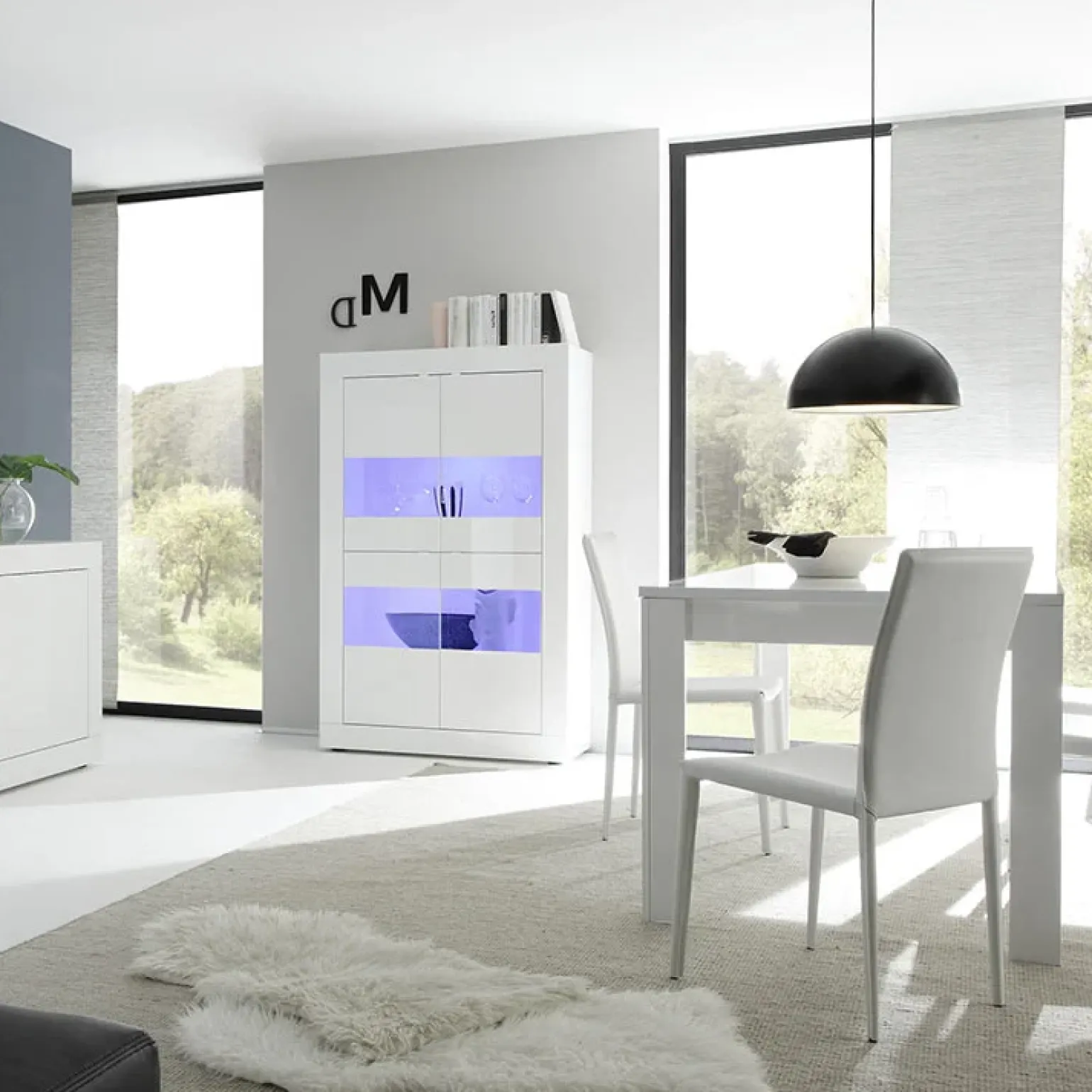 Vetrina 102x162h cm 4 ante moderna bianco lucido Eternity