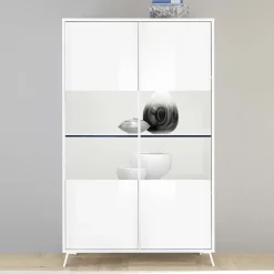 Vetrina 104x174h cm 2 ante moderna bianco lucido Tosca