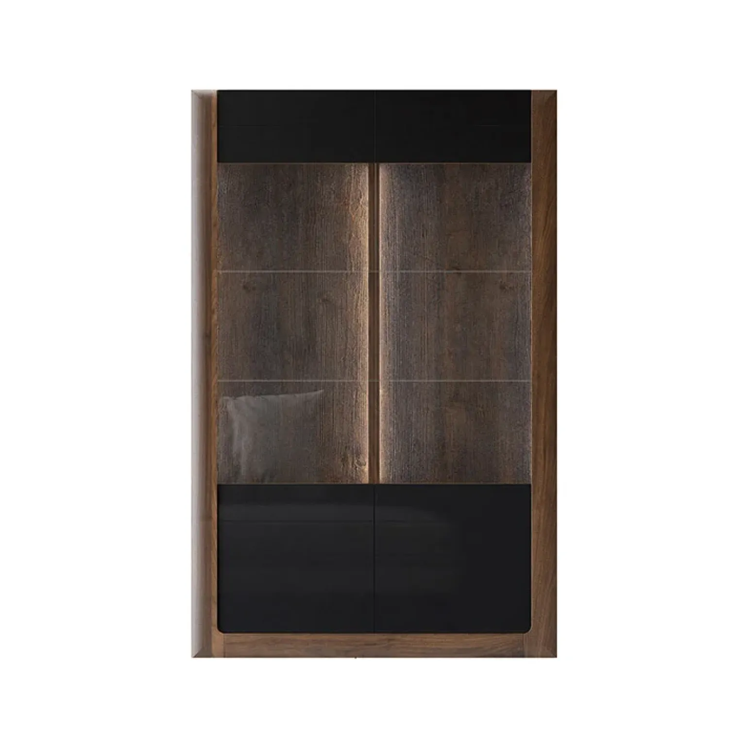 Vetrina 129x200h cm 2 ante noce nero lucido Jumbo