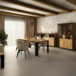 Vetrina 120x187h cm 4 ante rovere rustico nero Ilyssa