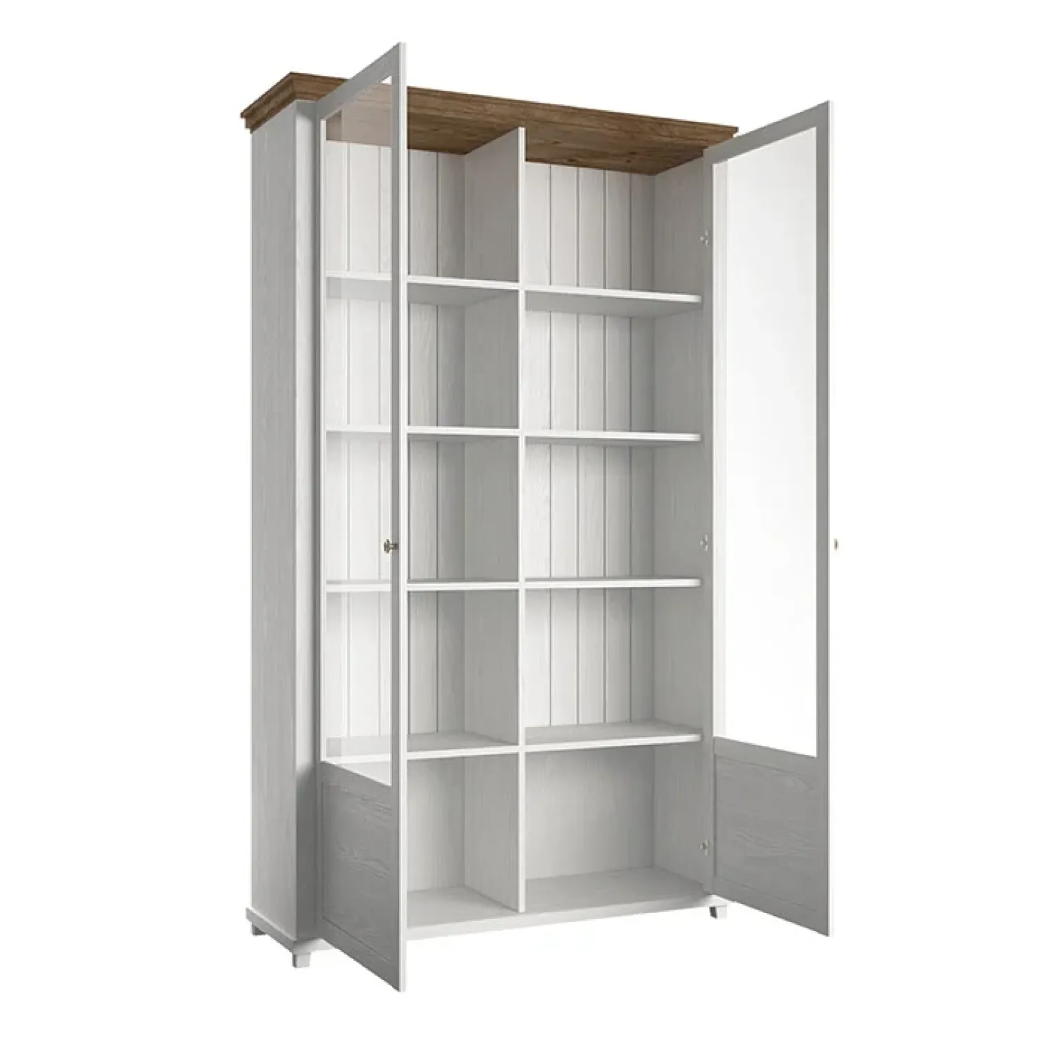 Vetrina 126x200h cm 2 ante soggiorno bianco frassinato rovere Texel