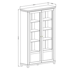 Vetrina 126x200h cm 2 ante soggiorno bianco frassinato rovere Texel