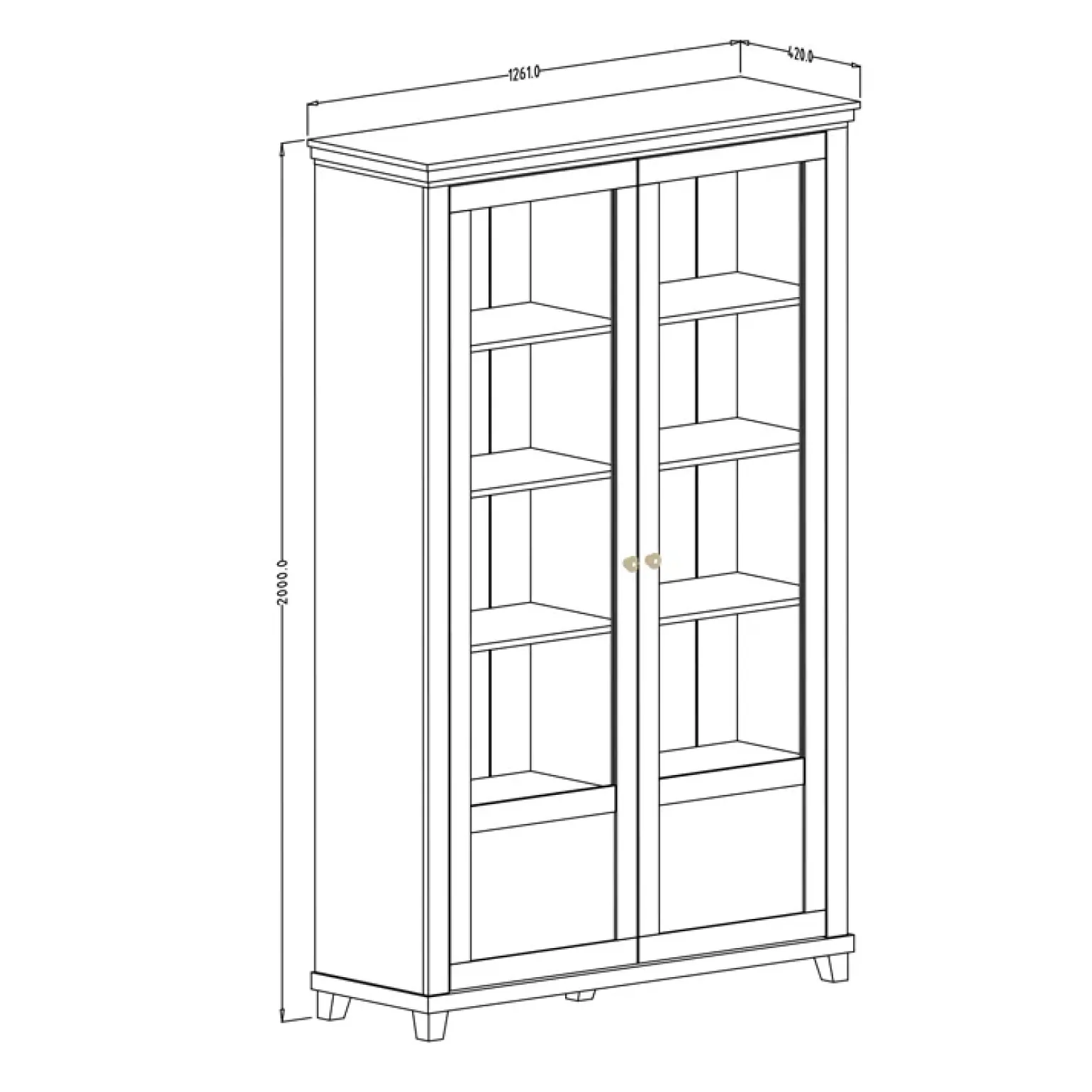 Vetrina 126x200h cm 2 ante soggiorno bianco frassinato rovere Texel