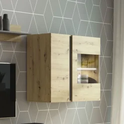 Vetrina 97x83h cm 2 ante soggiorno sospesa rovere Noa Gihome®