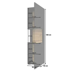 Vetrina 36x140h cm da parete nero rovere Fusion