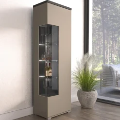 Vetrina 55x180h cm moderna beige grigio Matt