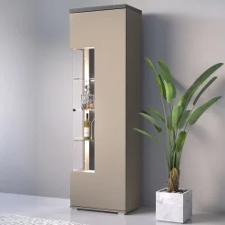 Vetrina 55x180h cm moderna beige grigio Matt