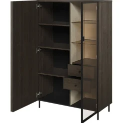 Vetrinetta bassa 92x144h cm 2 ante led wengè Blackwood