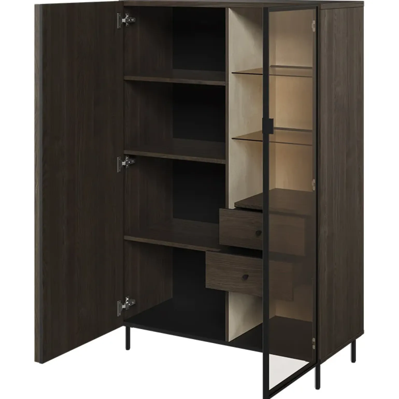 Vetrinetta bassa 92x144h cm 2 ante led wengè Blackwood